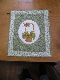 Victorian Holly Basket Wall Hanging