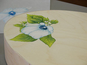 Blue Hibiscus on Brides Box-(Artistic License)